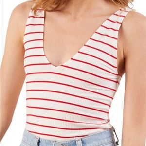 Reformation Maui Ribbed v neck Striped Tank